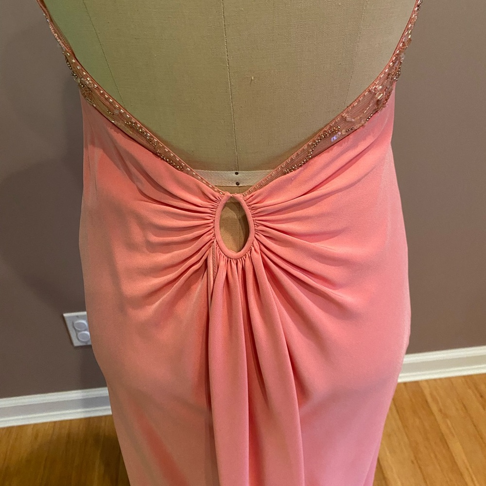 Adrianna Papell Peach Color of the Season Embellished Spaghetti Dress Size6 $99 - Picture 3 of 7